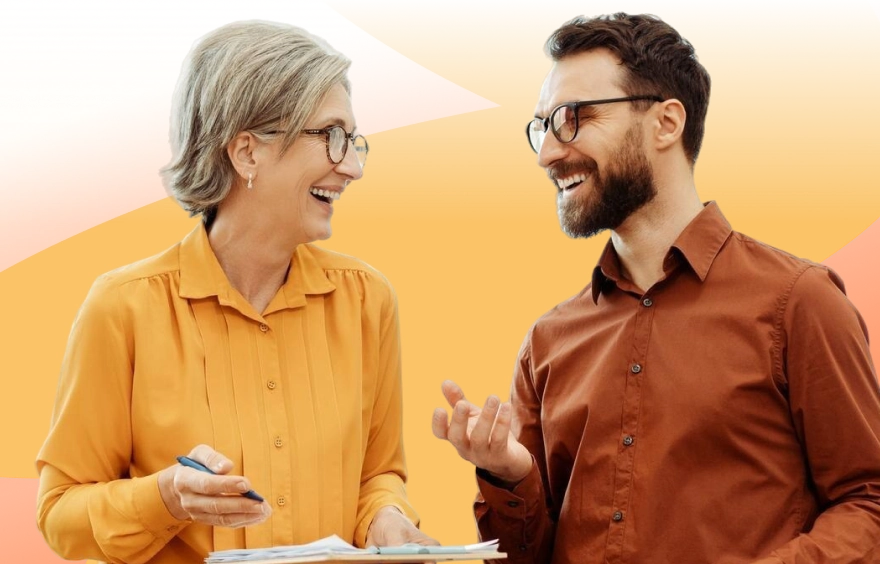 Smiling students with school supplies