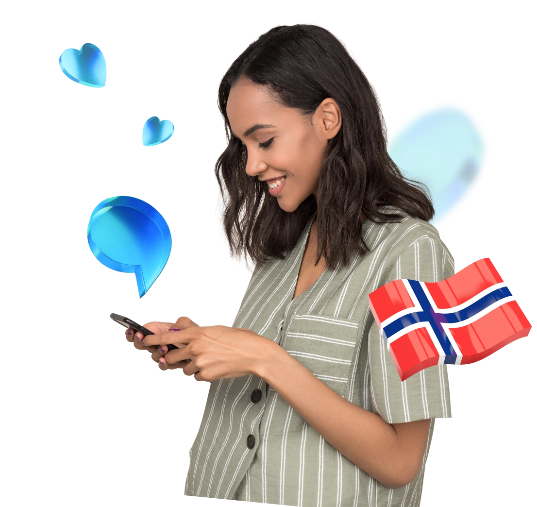 Smiling woman with smartphone