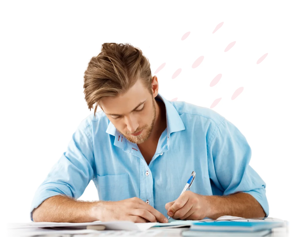 A learner preparing for the IELTS test with a book open in front of her